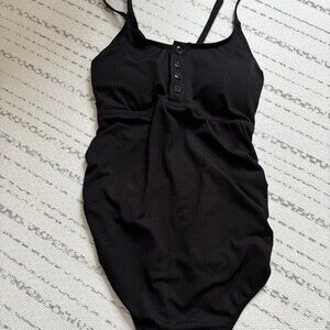 Maternity Swimsuit, One Piece, Button Neck Cross Back - Never Worn